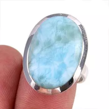 Кольцо в подарок из стерлингового серебра 925 пробы с драгоценным камнем из натурального ларимара Natural Republic S.8 j3p27