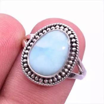 Кольцо в подарок из стерлингового серебра 925 пробы с драгоценным камнем из натурального ларимара Natural Republic S.7 e8E17
