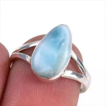 Кольцо в подарок из стерлингового серебра 925 пробы с драгоценным камнем из натурального ларимара Natural Republic S.7 v0c83