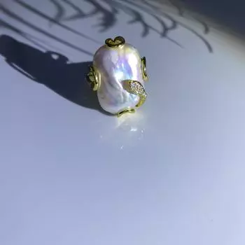 Кольцо в стиле барокко с квадратным пресноводным жемчугом на указательном пальце, ювелирные изделия с супер белым темпераментом, женское кольцо