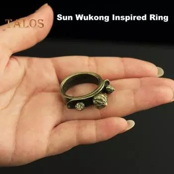 Кольцо в стиле черного мифа Укуна, мифическое кольцо Sun Monkey King, винтажный аксессуар для косплея на Хэллоуин для мужчин и детей Copper plated