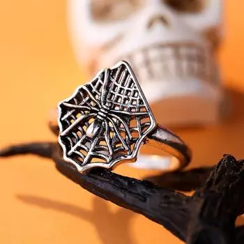 Кольцо в стиле панк-готики с тиснением в виде паутины для мужчин, креативное серебряное кольцо, ювелирные изделия на палец, аксессуары 5 серебряный