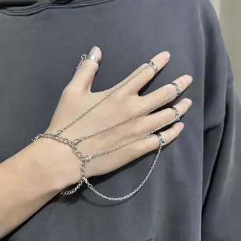 Кольцо в стиле панк с открытыми соединенными указательными пальцами, продажа персонализированного комбинированного кольца в стиле диско-вечеринки серебряный