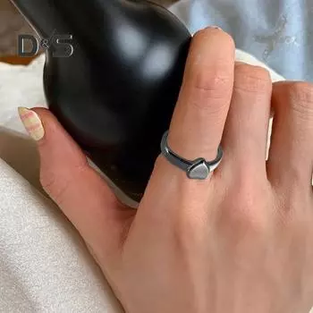 Кольцо в стиле ретро, чистое полированное титановое стальное кольцо с поверхностью в форме сердца, простой стиль, много размеров, антикоррозийное кольцо для большого пальца, легкое ювелирное украшение US 7 серебряный