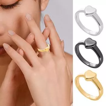 Кольцо в стиле ретро, чистое полированное титановое стальное кольцо с поверхностью в форме сердца, простой стиль, много размеров, антикоррозийное кольцо для большого пальца, легкое ювелирное украшение US 7 серебряный