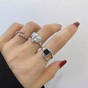 Кольцо в стиле ретро хип-хоп Love Square, модное, индивидуальное, легкое, роскошное, нишевое, дизайн, кольцо на указательный палец, живое кольцо opening adjustable