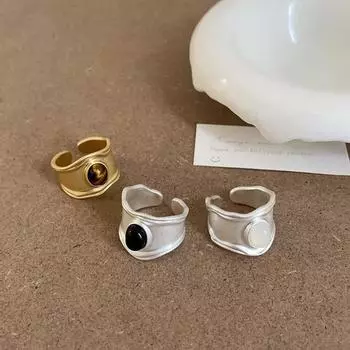 Кольцо в стиле ретро из натурального камня в стиле Гонконга с матовым металлом, женское, индивидуальное, простое, темпераментное, универсальное кольцо