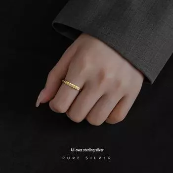 Кольцо в стиле ретро из стерлингового серебра S925 для женщин: Дизайн монеты, привлекающий богатство, регулируемый модный нишевый стиль RS671 белого золота