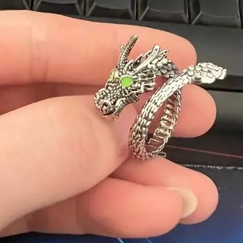 Кольцо в стиле ретро с драконом для мужчин, регулируемое, панк-кольцо, ювелирные изделия Adjustable Opening