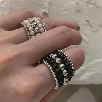 Кольцо в стиле ретро с многослойным металлическим жемчугом