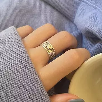 Кольцо в стиле ретро с надписью «Love Heart», женское, 2024, с нишевым дизайном, модное индивидуальное изысканное чувство для пожилых людей