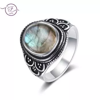 Кольцо в стиле ретро с натуральным лабрадоритом S925 из стерлингового серебра с тигровым глазом для женщин, подарок на помолвку, свадьбу 6