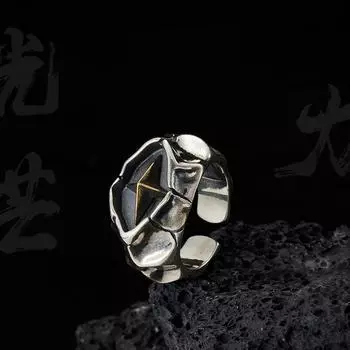 Кольцо в стиле ретро с растрескивающейся звездой для мужчин, серебряное, панк-готическое, регулируемое, открытое, ручная работа, рок, унисекс, ювелирные изделия, аксессуары, подарок для мужчин Adjustable