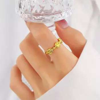 Кольцо в стиле ретро с розой, простое регулируемое кольцо с розой, подходящее для свадебных подарков