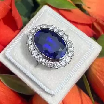 Кольцо в стиле ретро с темно-синим танзанитом в стиле дворца для женщин в европейской и американской группе с цирконием No. 6