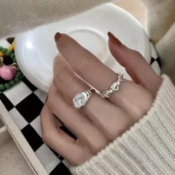 Кольцо в стиле Тондэмун с переплетенным сердцем из стерлингового серебра 925 пробы с бриллиантами: Элегантный, уникальный и идеальный на все случаи жизни J2096, Adjustable opening