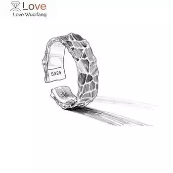 Кольцо в стиле взрыва из тайского серебра в стиле ретро для мужчин с открытым сердечком, простое, старинное, гипоаллергенное Resizable