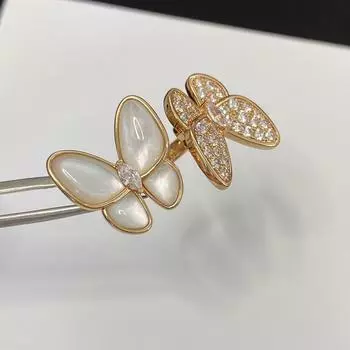 Кольцо в виде бабочки с отверстием, Fritillaria, полная бриллиантов, милый и романтичный темперамент, универсальный подарок