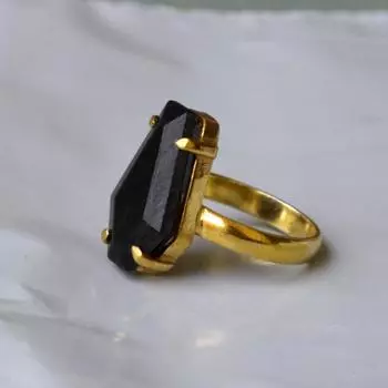 Кольцо в виде гроба, черный оникс, драгоценный камень, стерлинговое серебро 925 пробы, кольцо из желтого золота для ее зубца, кольца ручной работы 4.5 серебряный