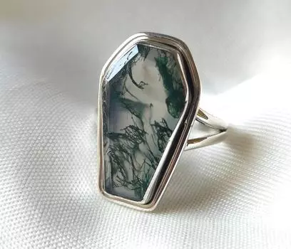 Кольцо в виде гроба, Кольцо с моховым агатом, Кольцо из чистого серебра 925 пробы, Ювелирные изделия ручной работы, Кольцо в стиле бохо, Кольцо с зеленым драгоценным камнем, Заявление, Кольцо Обещания 4