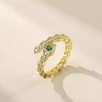 Кольцо в виде змеи из меди с инкрустацией цирконием: Уникальный дизайн года Змеи TR00306