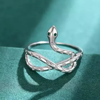 Кольцо в виде змеи, кольцо с индивидуальным дизайном, женское, многослойное кольцо с микроинкрустацией цирконами. 6