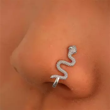 Кольцо в виде змеи в носу для женщин и мужчин, индивидуальное панк-носовое кольцо для ногтей, искусственный пирсинг, украшения для тела, U-образные зажимы для носа, женские аксессуары в стиле хип-хоп чёрный