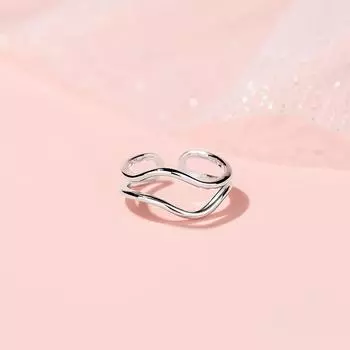 Кольцо Wave Double Layer, Женский простой дизайн, Простое кольцо, Нестандартная металлическая линия открытия, Регулируемое кольцо-хвост