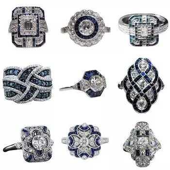 Кольцо Weiya White Sapphire Zircon Square Ring - европейская и американская мода на свадебные украшения AJZ1377, size 6