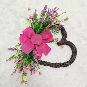 Кольцо-венок в форме сердца, венок на входную дверь, настенное украшение, орнамент, искусственная весна