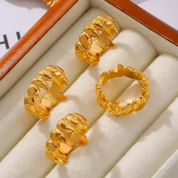 Кольцо Wind Irregular Small Flame Splicing Ring из титановой стали с покрытием из 18-каратного золота Commuter Jewelry No. 6