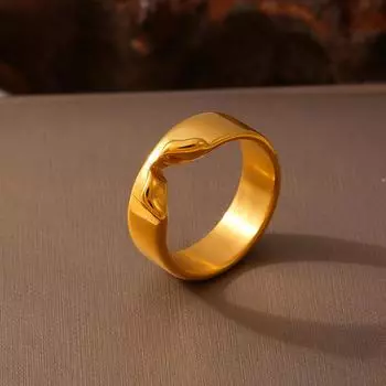 Кольцо Wind с неровной вмятиной, простое парное кольцо из титановой стали с покрытием из 18-каратного золота No. 6
