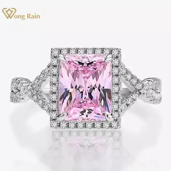 Кольцо Wong Rain из 100% стерлингового серебра 925 пробы с измельченным льдом 7*9 мм AAAAA с цирконами и драгоценными камнями для женщин, подарок, свадебное обручальное ювелирное изделие