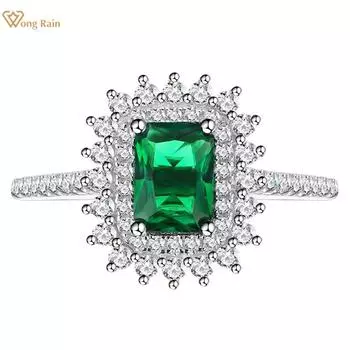Кольцо Wong Rain из 100% стерлингового серебра 925 пробы 5*7 мм AAAAA с цирконами и драгоценными камнями для женщин, ювелирные изделия, свадебное обручальное кольцо, подарок