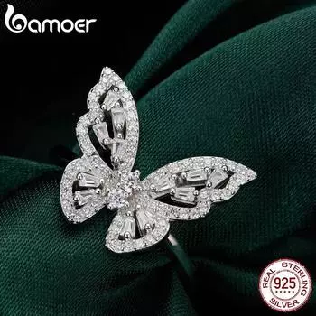 Кольцо WOSTU из стерлингового серебра 925 пробы с бабочкой, блестящее кольцо с кубическим цирконием, подарки на годовщину для женщин и девочек, изысканные ювелирные изделия 1.9mm