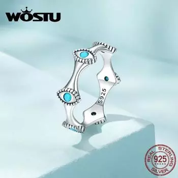Кольцо WOSTU из стерлингового серебра 925 пробы, кольцо «Глаза дьявола» для женщин, размеры 6-8, модный свадебный подарок, кольца вечности, бирюзовые Anillos 6
