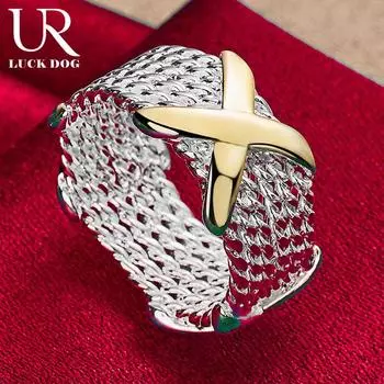 Кольцо X из стерлингового серебра 925 пробы с перламутровым золотом, модные свадебные украшения 6#