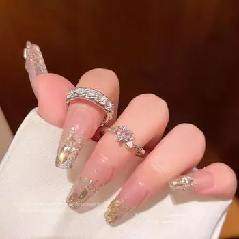 Кольцо Xiaohongshu Hot Pink Zircon Love для женщин - изысканное, супер блестящее, с бриллиантами, регулируемое кольцо на указательный палец J930 серебряный