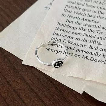 Кольцо Yinruitai S925 из стерлингового серебра, радужное, мультяшное, с улыбкой - Женский трендовый нишевый дизайн 2022 года Adjustable Opening чёрный