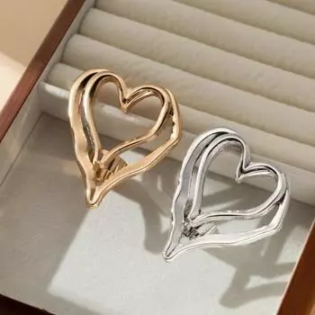 Кольцо Yousheng Big Love, двухслойное, преувеличенное, полое, в форме сердца, однотонное, жидкое, гладкое, для клубной вечеринки, кольцо на указательный палец, женское ювелирное изделие серебряный