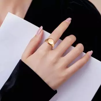 Кольцо Yousheng Retro Ring из чистого полированного титана, круглой поверхности, простой стиль, разные размеры, антикоррозийное, легкое, ювелирное украшение на палец US 8 золотистый