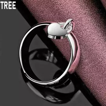 Кольцо-замок в форме сердца из стерлингового серебра 925 пробы, изысканное модное свадебное украшение 6#