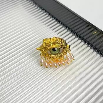 Кольцо-заявление из сплава с символом Мистического глаза - Вдохновленное винтажем регулируемое кольцо в стиле середины века, смелая модная бижутерия для женщин, уникальное кольцо с декором в стиле бохо-шик золотой