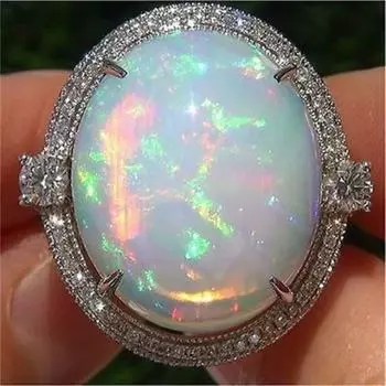 Кольцо Zhenrong Opal с серебром 925 пробы и микроинкрустированным цирконом Size 6