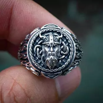 Кольцо Zhenrong Retro Thai Silver Viking Ring - мужское кольцо с скандинавской кельтской головой Size 9
