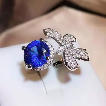 Кольцо женское Bow Mulberry Blue, универсальное, имитация сапфира, персонализированная имитация ювелирных изделий, бриллиантовое модное кольцо Opening adjustable