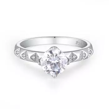 Кольцо женское из стерлингового серебра S925 пробы с имитацией циркона и бриллиантами, обручальное кольцо женское кольцо с ромбом, модное дизайнерское кольцо US size 5 # белого золота