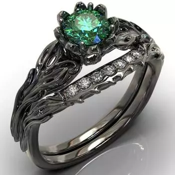 Кольцо Женское Парное Кольцо Пистолет Черный Изумруд Ювелирные Изделия No. 5