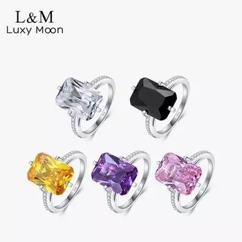 Кольцо Женское S925 Серебряные Кольца Роскошные Инкрустированные Прямоугольные Кольца Циркон Ювелирные Изделия 5