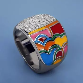 Кольцо женское с цветным блоком Art Sense Glue Love Handmade Enamel Bride No. 6